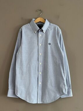 Lauren Ralph Lauren Oxford Youth Shirt Boys 14 Blue Button Down Crest Logo